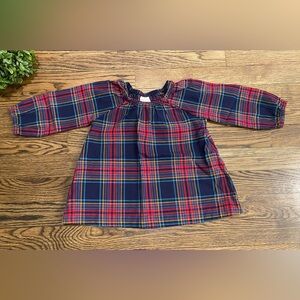 EUC Hanna Andersson Chalkboard Plaid Popover Long Sleeve Shirt Sz 18-24mo